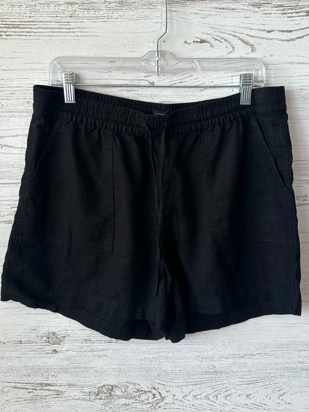 J. CREW Factory Linen Blend Drawstring Pull-on Shorts Black M - Picture 3 of 8